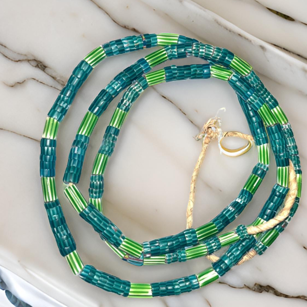 Green Venetian rosetta beads